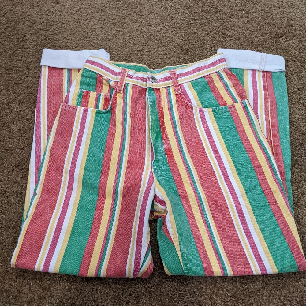 Vintage rainbow striped jeans